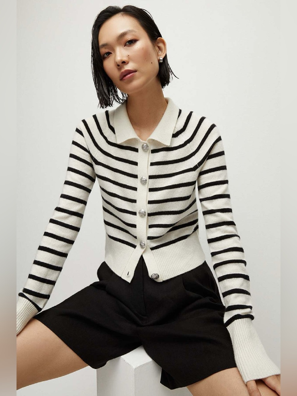 Veronica Beard Cheshire Cashmere Striped Cardigan Size S
